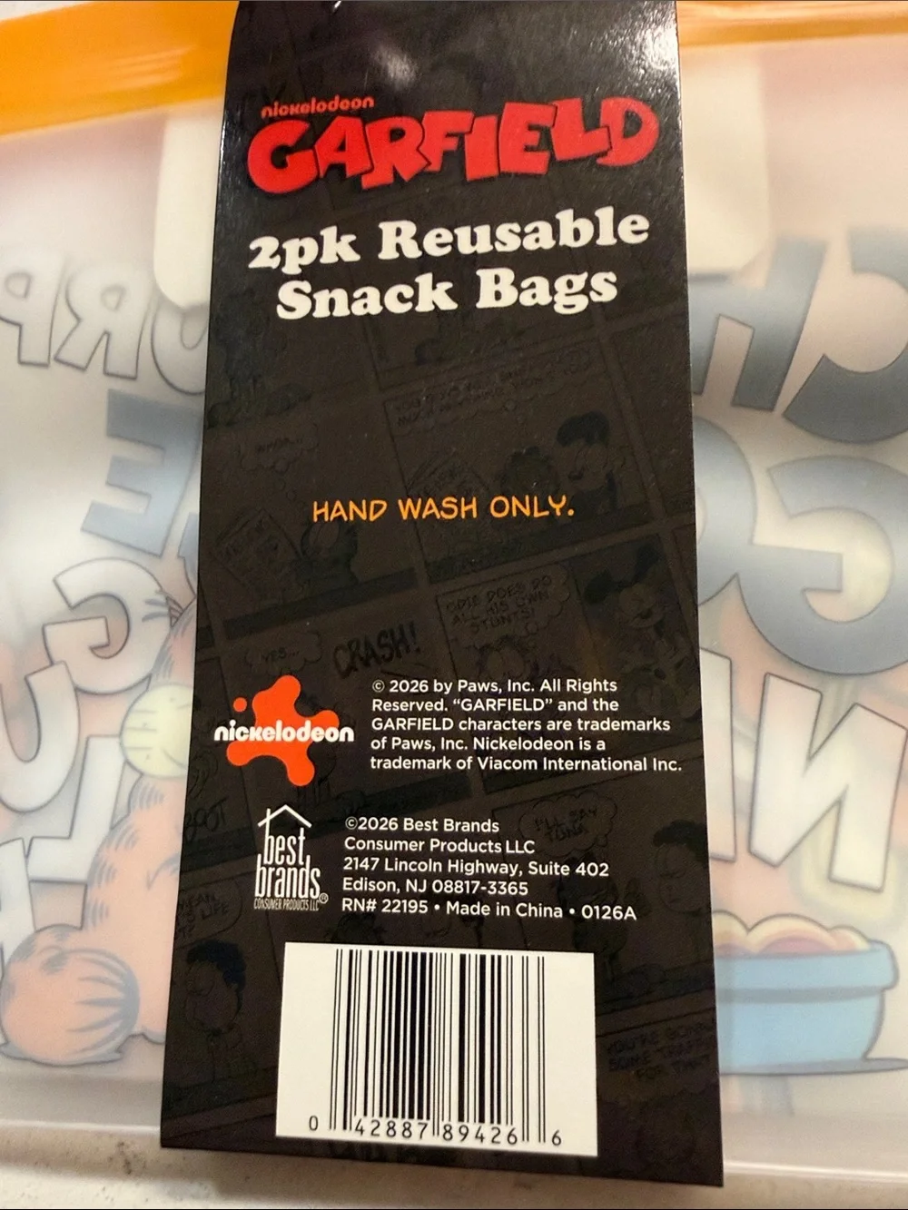 Reusable Snack Bags GARFIELD- DORM ESSENTIALS